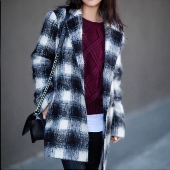 Theory Black and White Plaid Coat - Picture 12 of 12